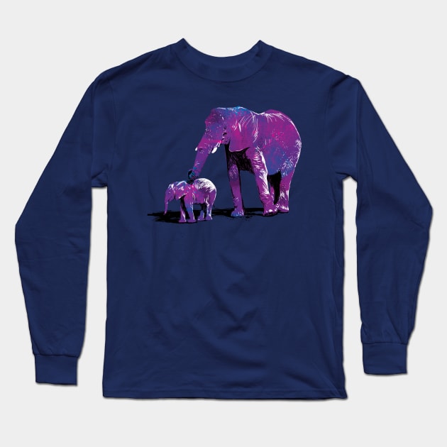 Elephant Momma Long Sleeve T-Shirt by polliadesign